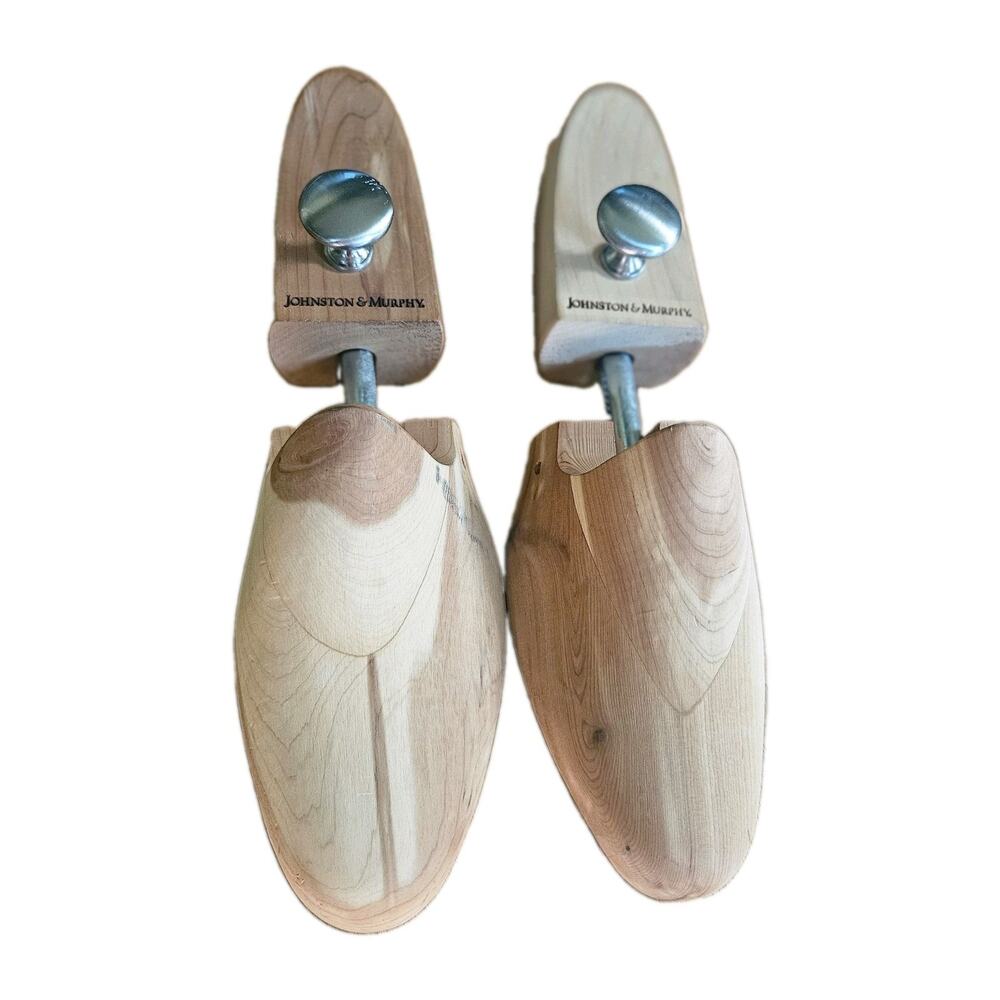 Johnston & Murphy Shoe Trees Chrome Knob Cedar Wood Adjustable Mens Medium